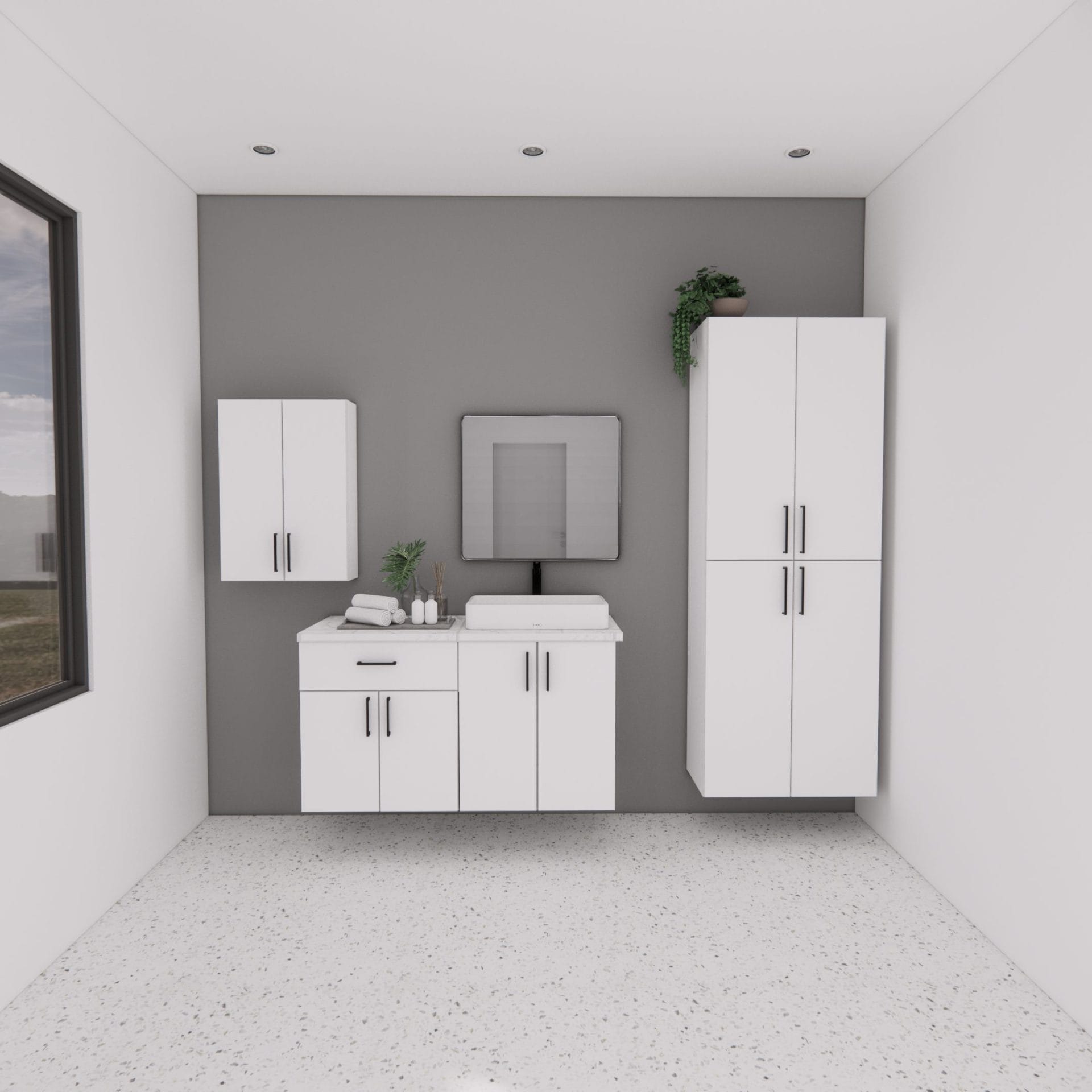 Vanité suspendue 2 portes - 1 tiroir